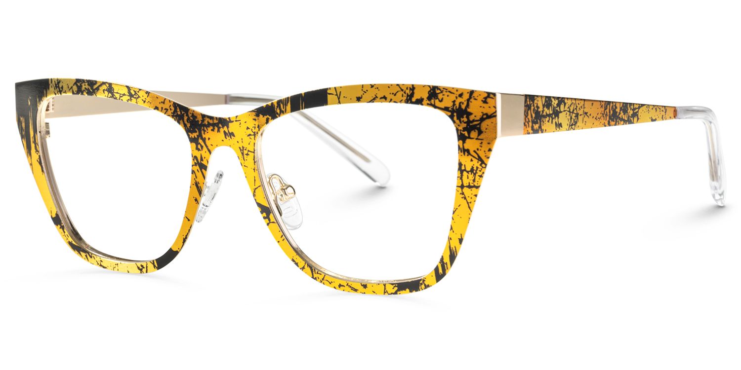 Tamah - Cat Eye Yellow Eyeglasses | Vooglam Front View