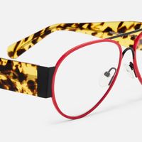 Novoa - Red Aviator Glasses with Tortoiseshell Temples | Vooglam Design Details