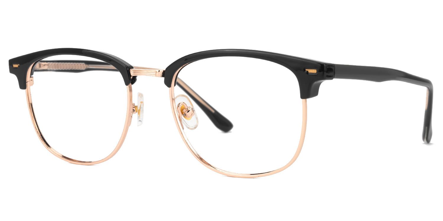 Farica - Browline Black/Gold Eyeglasses | Vooglam Front View