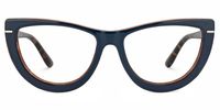 Rhea - Dark Blue Frame Glasses Tortoise Details | Vooglam Angle View