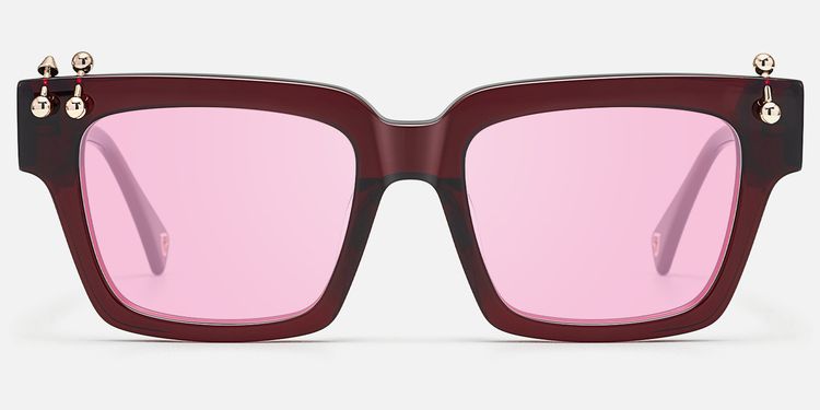 PIERCE - Gold Piercing Burgundy Sunglasses | Vooglam