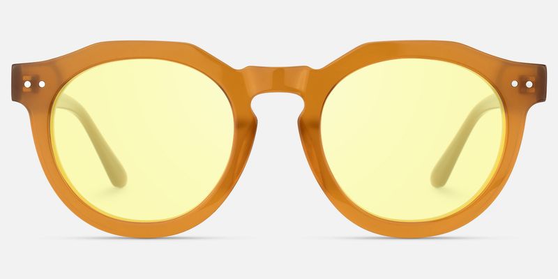 Aubrey - Amber Geometric Round Sunglasses | Vooglam