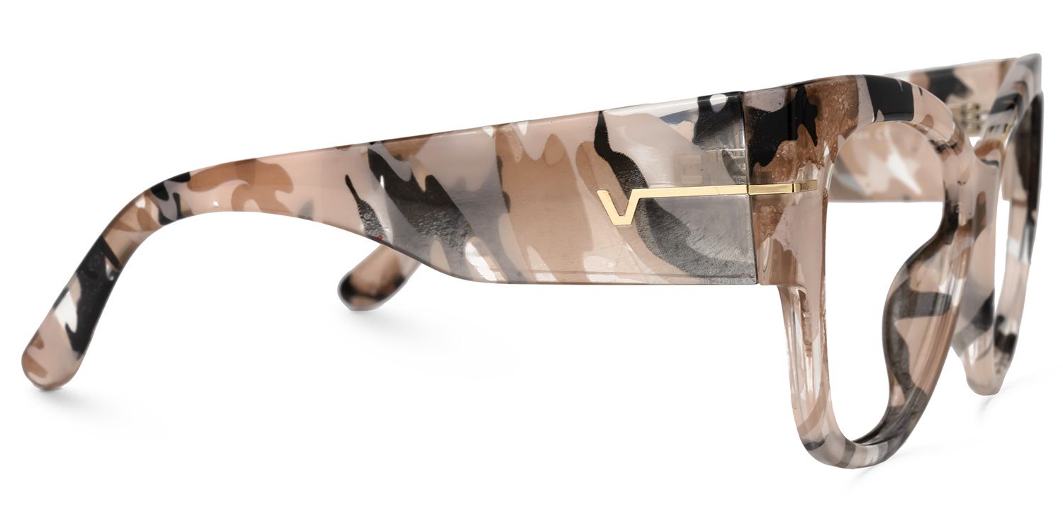 Elektra - Cat Eye Beige Camo / Brown Tortoises Eyeglasses by Vooglam - Product View 4