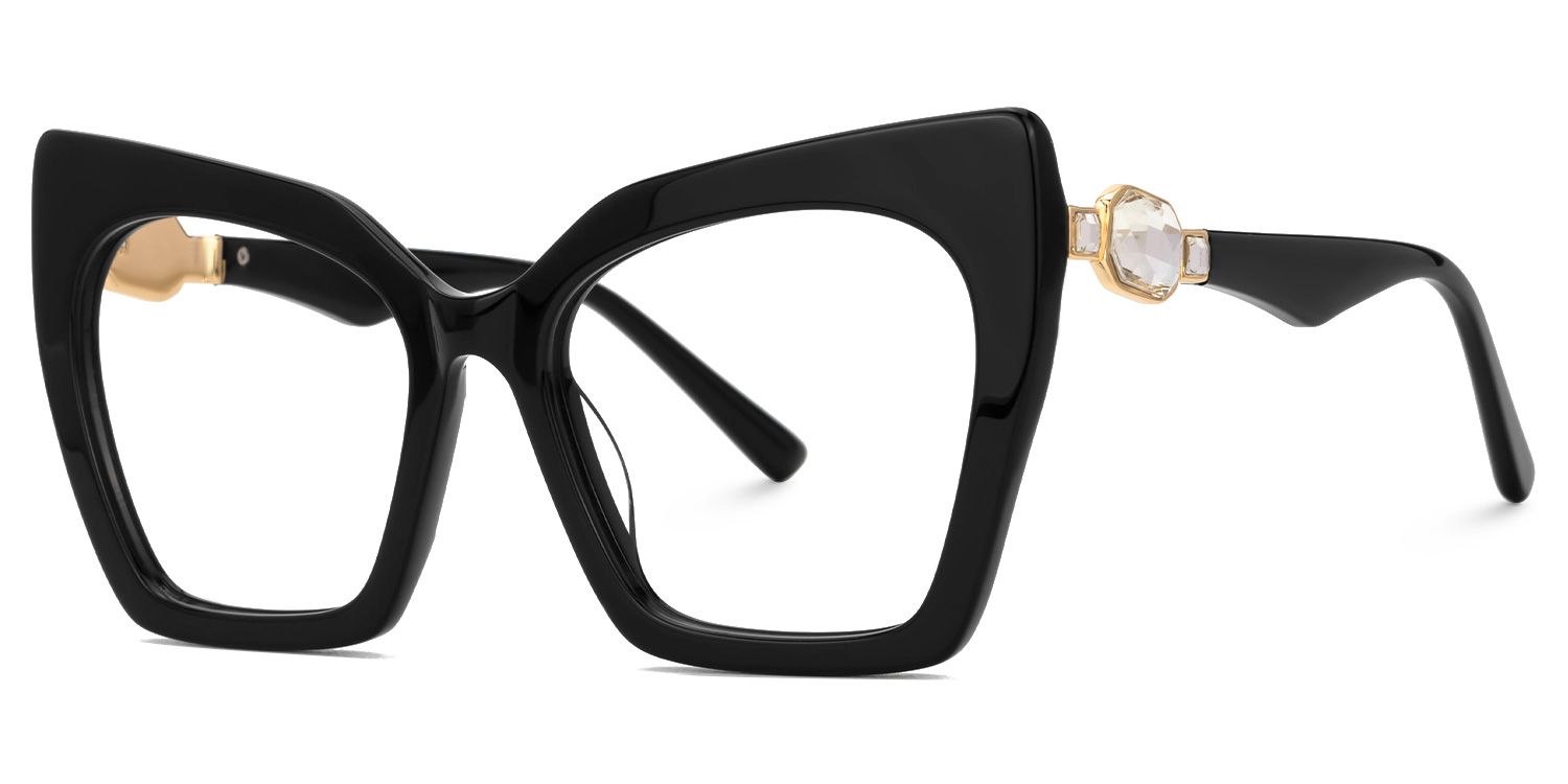 Feliciana - Cat Eye Black Eyeglasses | Vooglam Front View