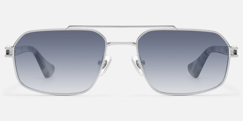 Lacey - Silver Retro Aviator Sunglasses | Vooglam