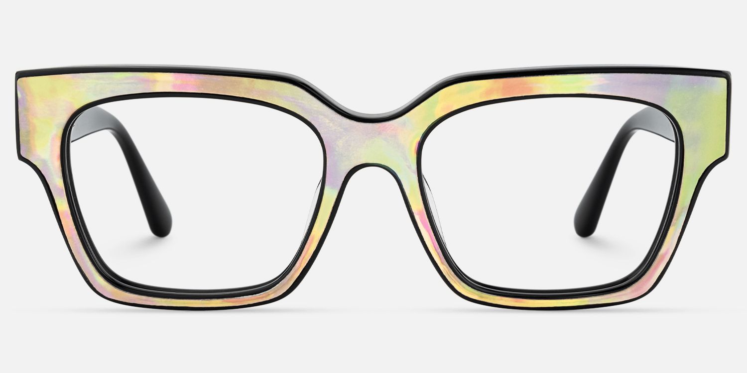 Qacha-Artistic Colorful Ink Wash Square Glasses | Vooglam Angle View