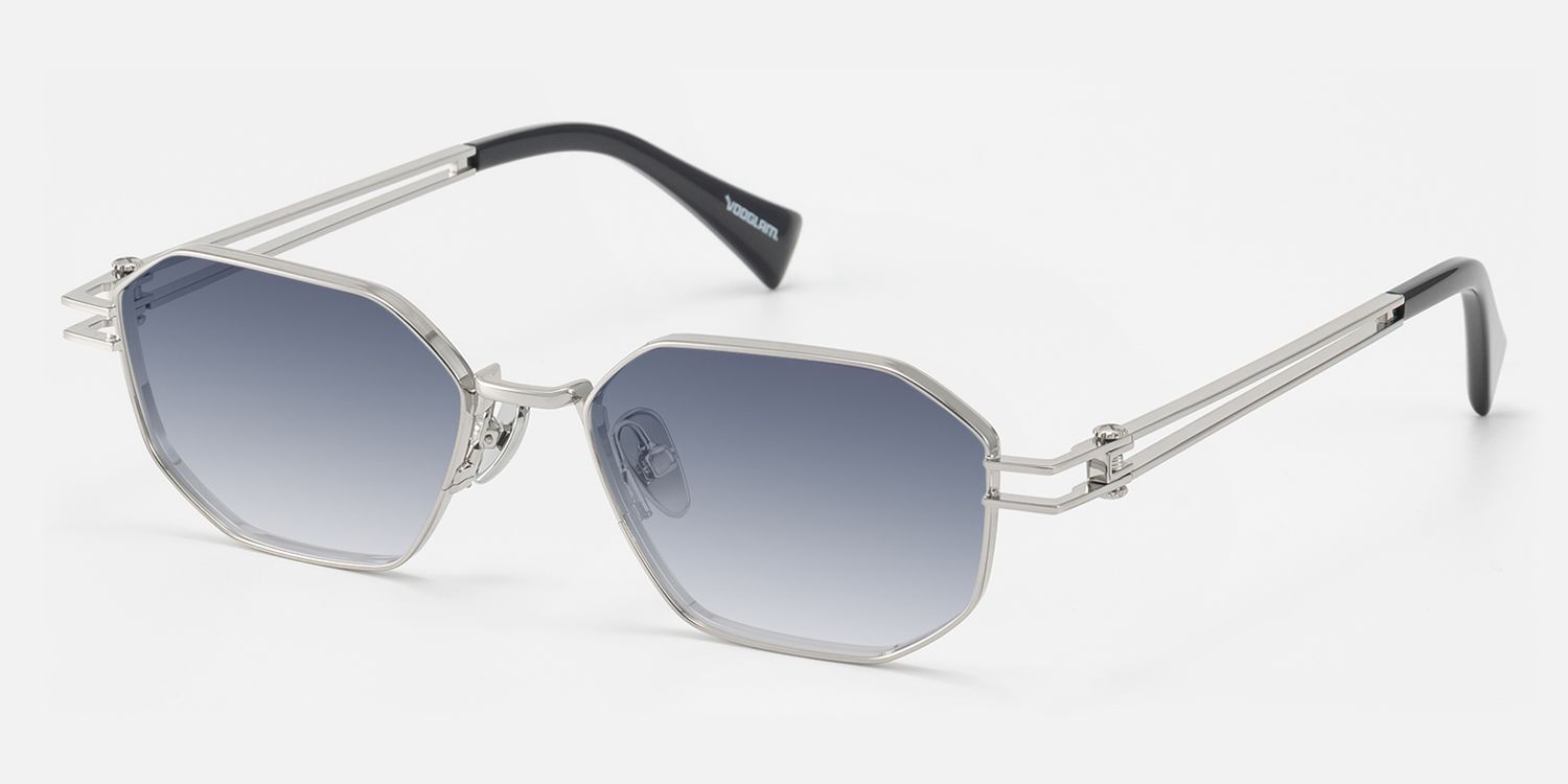 Loos - Silver Geometric Double Wire Sunglasses | Vooglam Front View