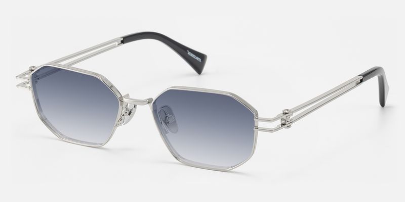Loos - Silver Geometric Double Wire Sunglasses | Vooglam