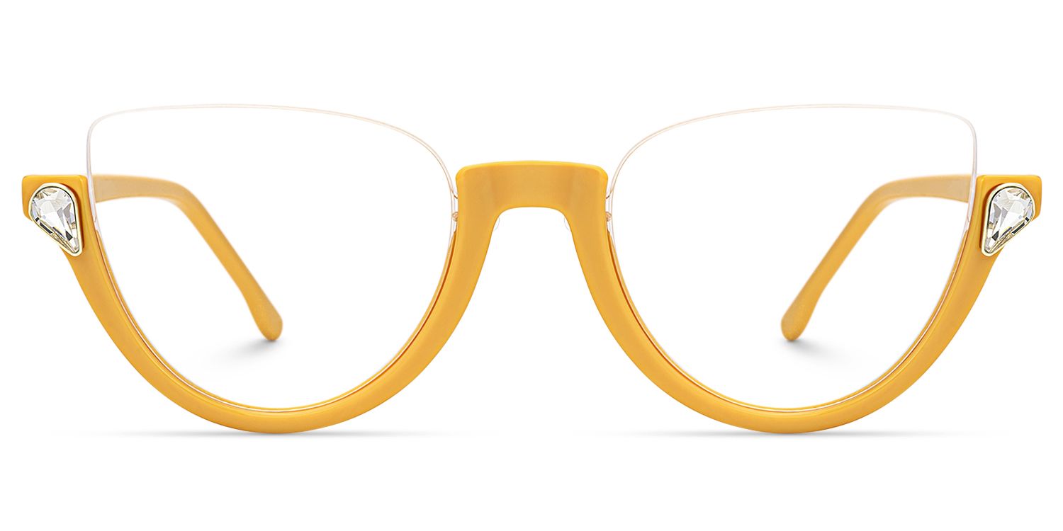 Sylvia - Cat Eye Yellow Eyeglasses | Vooglam Angle View