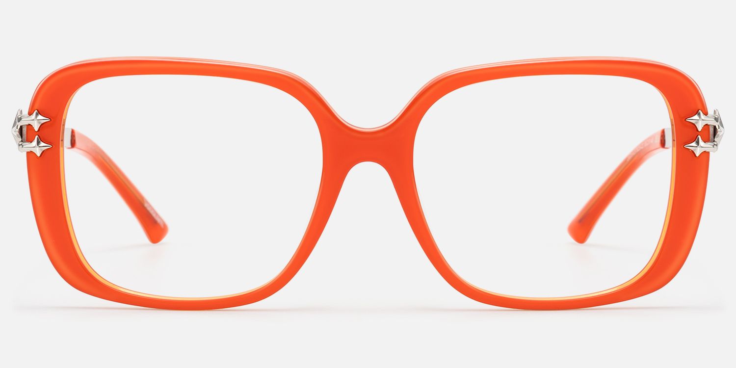 Nova - Neon Orange Star Deco Double Wire Glasses by Vooglam - Angle View