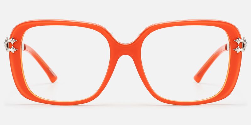 Nova - Neon Orange Star Deco Double Wire Glasses by Vooglam