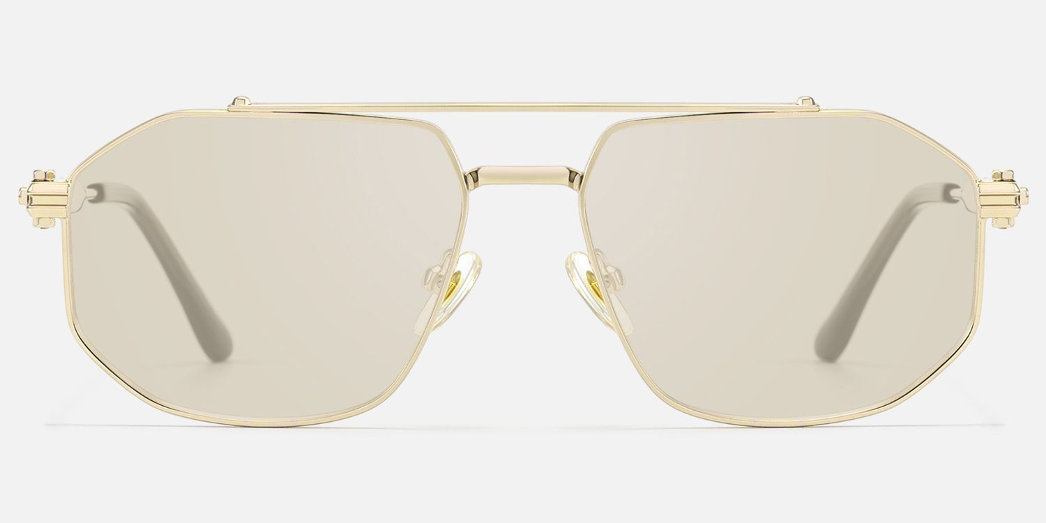 Ando - Gold Geometric Aviator Scale Sunglasses | Vooglam Angle View
