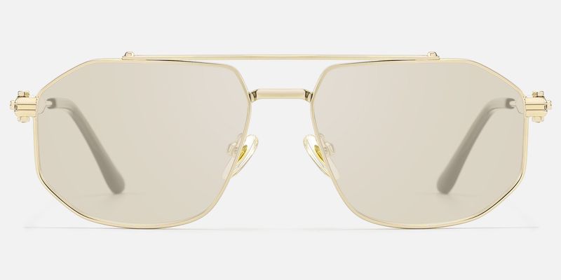 Ando - Gold Geometric Aviator Scale Sunglasses | Vooglam