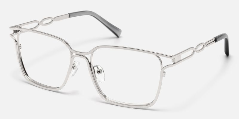 Frenzy - Rectangle Silver Eyeglasses | Vooglam