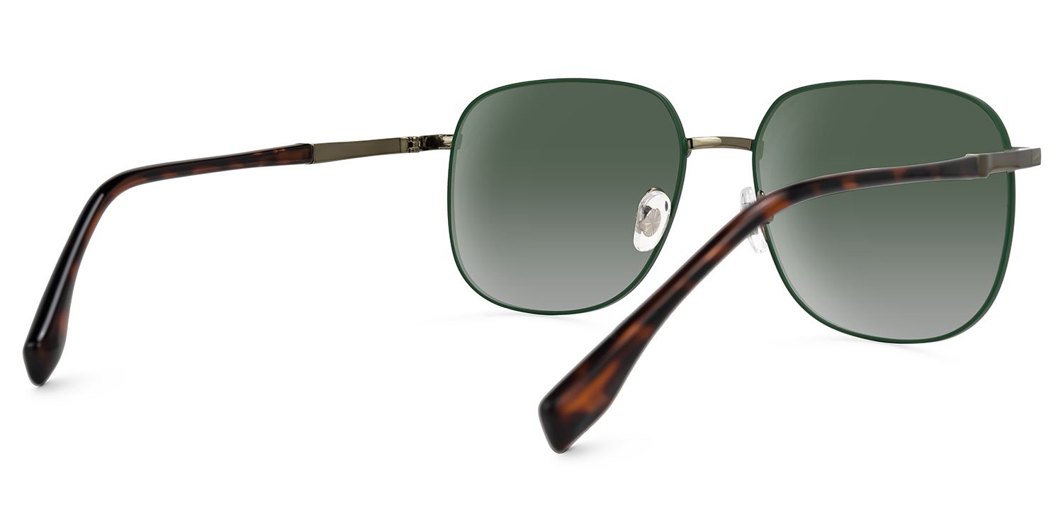 Eiichi - Square Green Sunglasses | Vooglam Side View