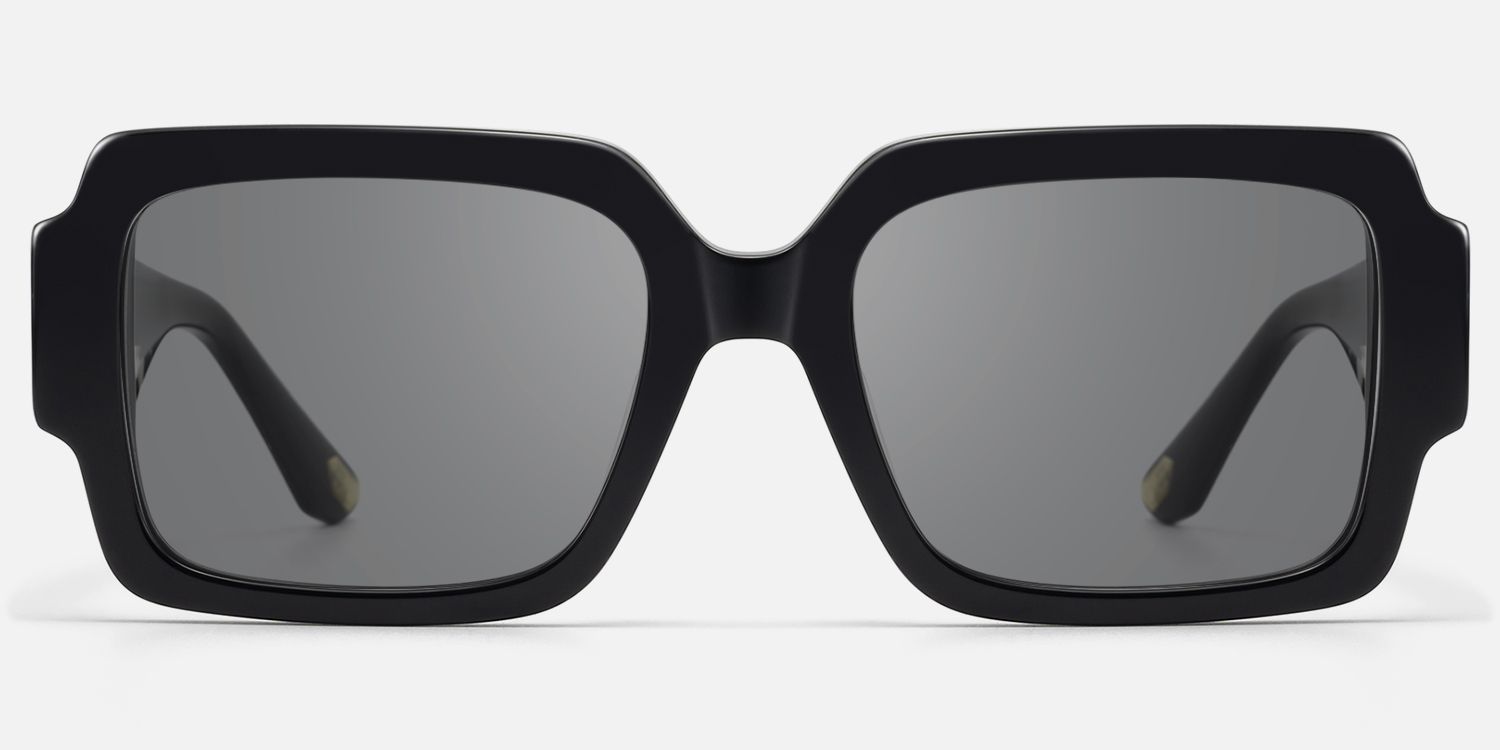 Axis - Gray Tint Black Art Deco Sunglasses | Vooglam Angle View