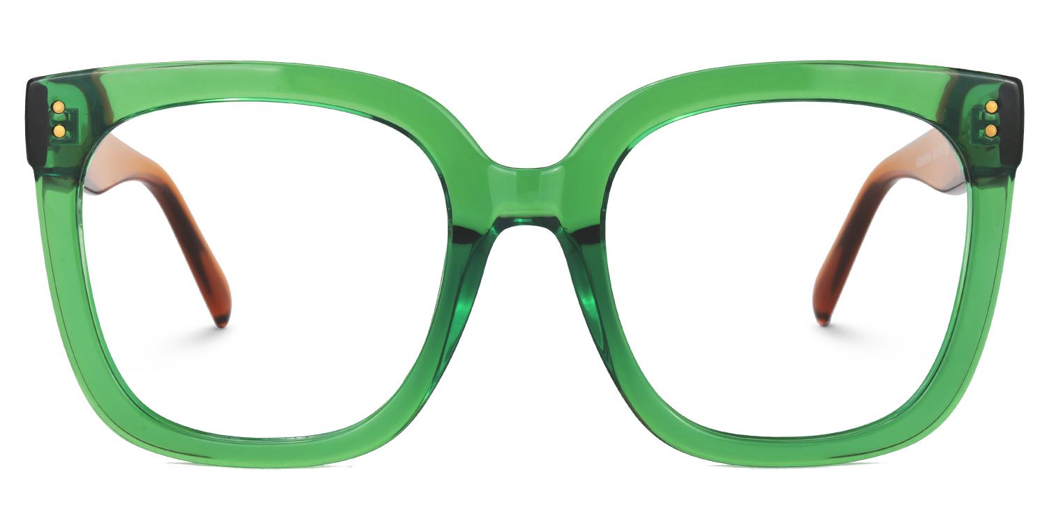 Ellema - Square Green Eyeglasses | Vooglam Angle View