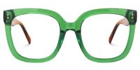 Ellema - Square Green Eyeglasses | Vooglam Angle View