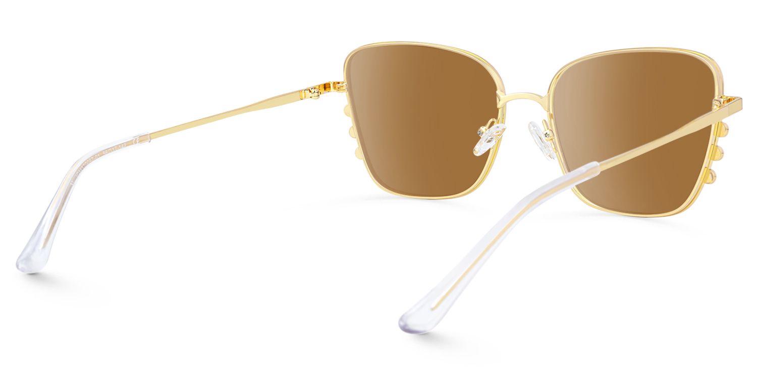 Hallam - Square Gold Sunglasses | Vooglam Side View