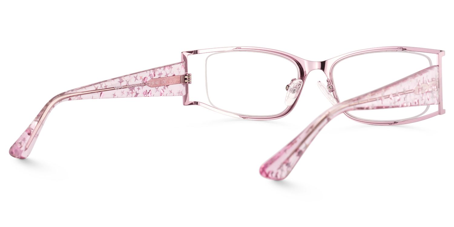 Elle - Rectangle Pink Eyeglasses | Vooglam Side View