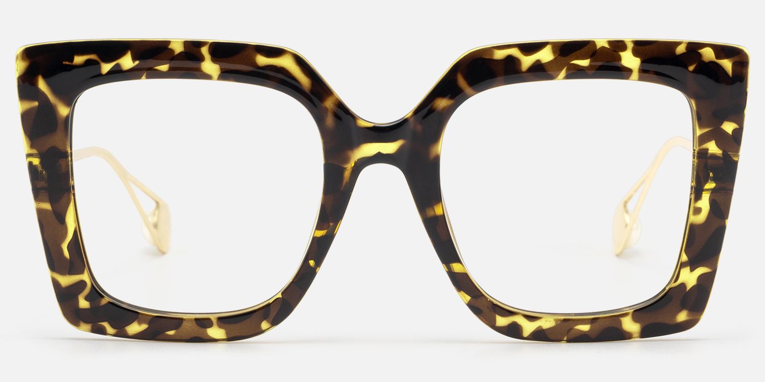 Adrienne - Square Tortoise/Gold Eyeglasses | Vooglam Angle View