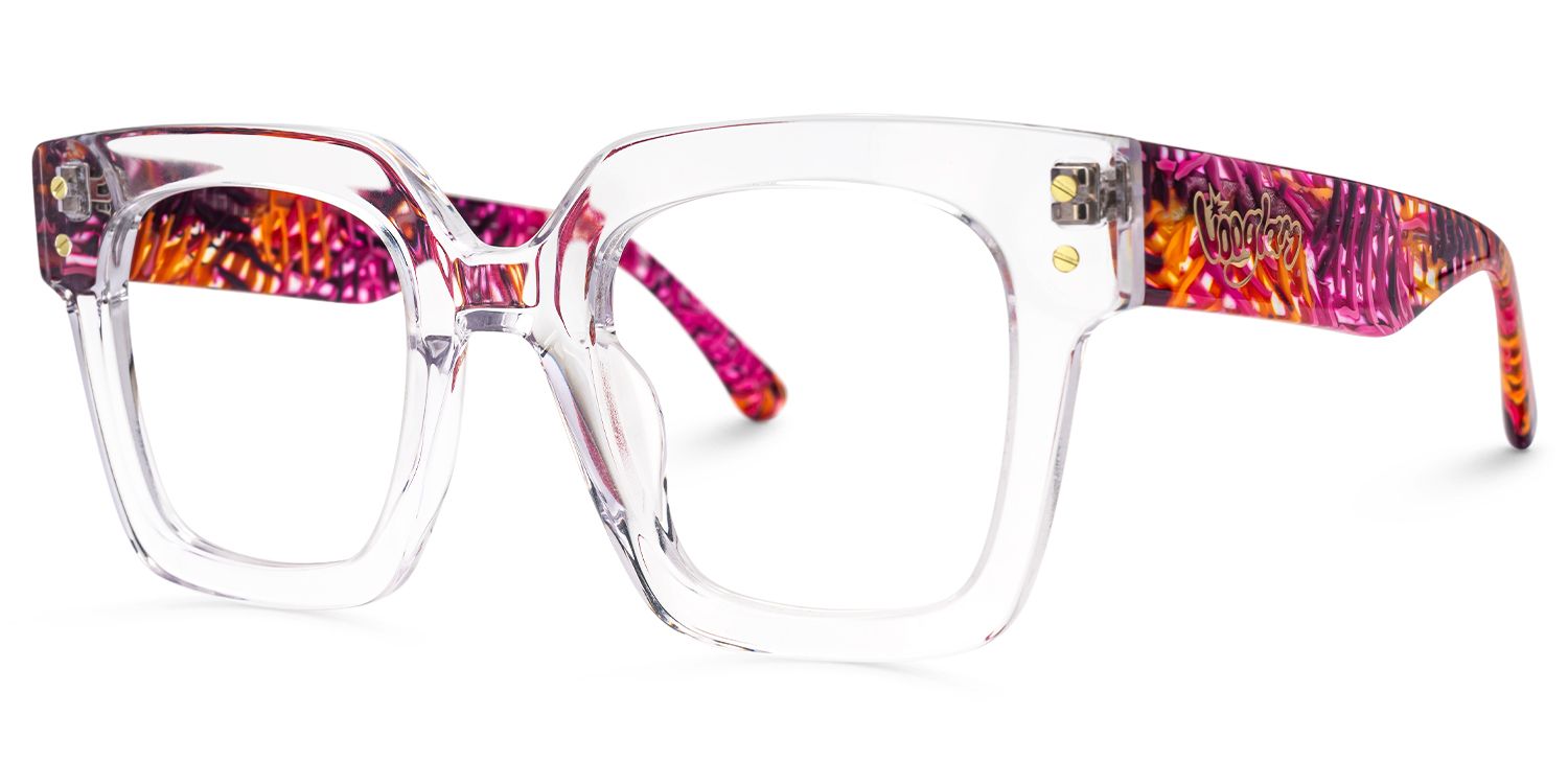 Najwa - Square Crystal Eyeglasses | Vooglam Front View