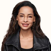 Cypher - Rectangle Gold Eyeglasses | Vooglam On Model 1