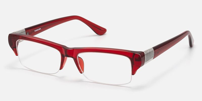 Kairo - Red Semi Rimless Acetate Glasses | Vooglam
