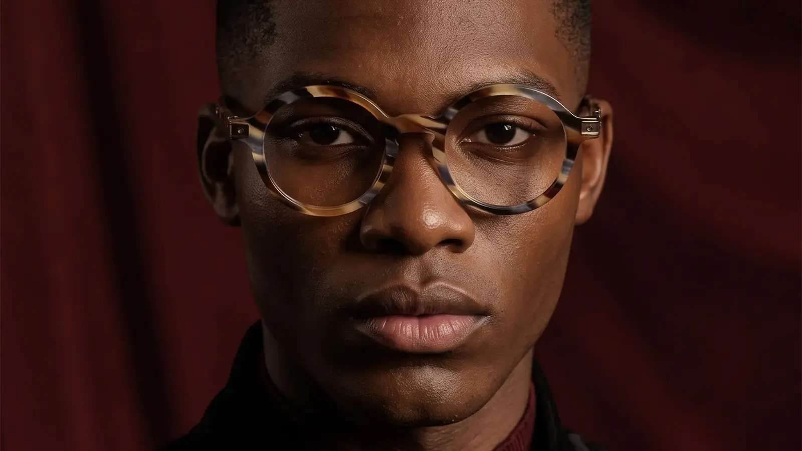 Lennon glasses: circle lennon frames with unique striped horn pattern and old metal details