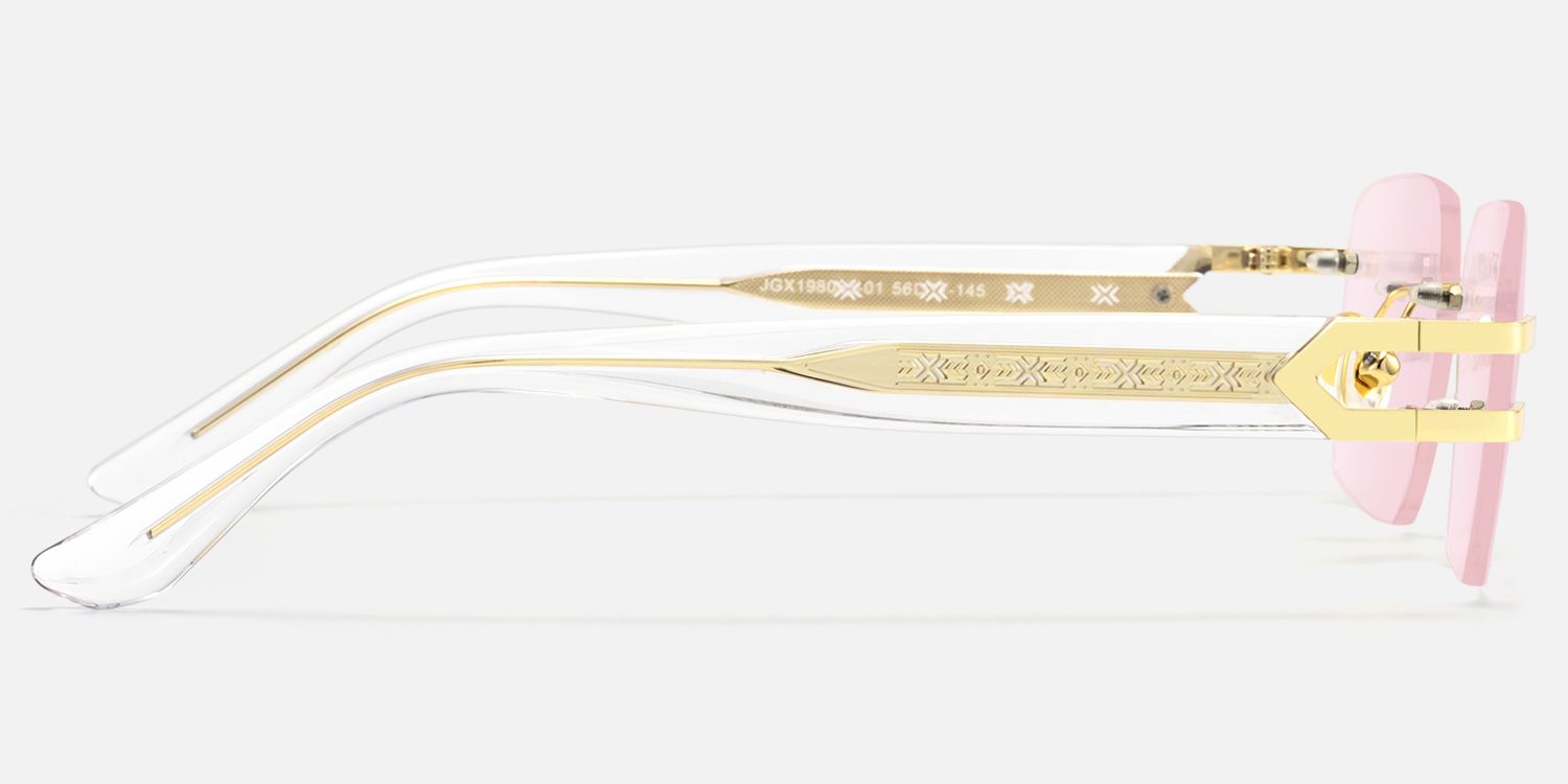 Aurum - Light Pink Rimless Sunglasses | Vooglam Side View