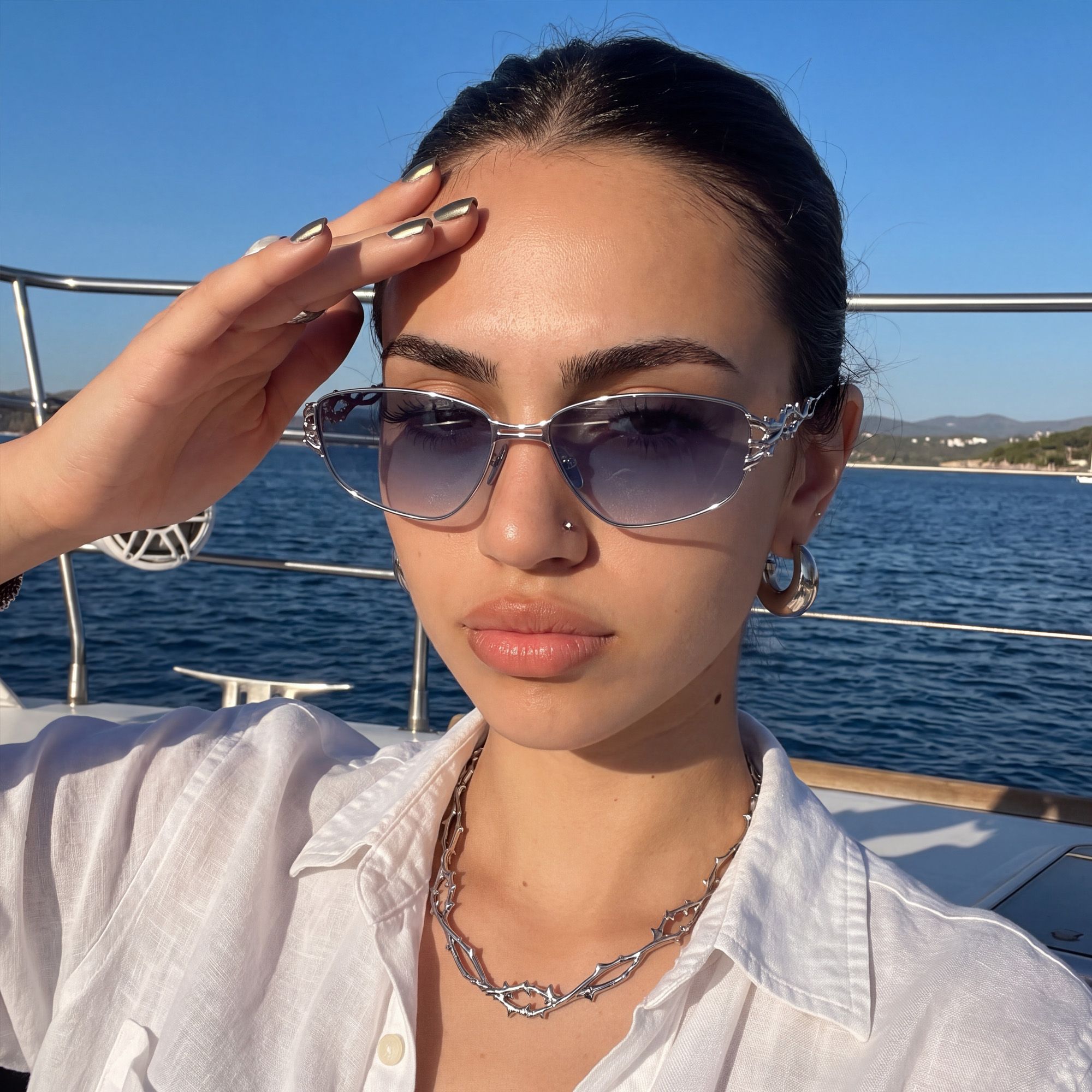 Vooglam Street Style in Real Life: Spine - Silver Thorn Geometric Sunglasses by Vooglam