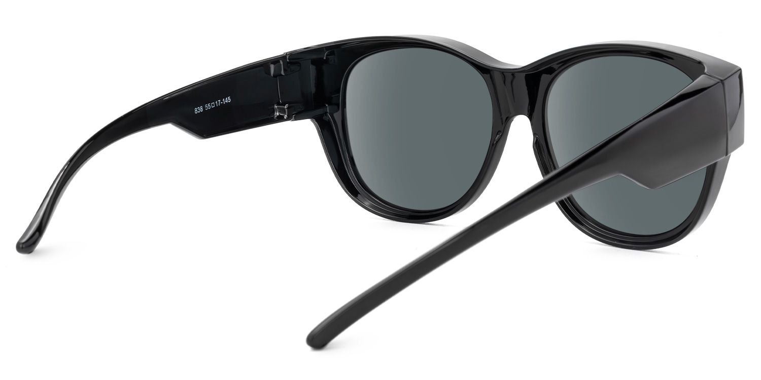 Gaiva - Round Black Fit Over Sunglasses by Vooglam - Side View