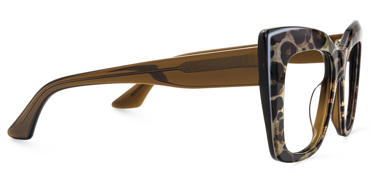 Reina - Bold Cheetah Print Square Frame Glasses | Vooglam 4