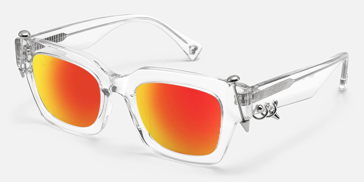 Sabrina - Gothic Clear Mirror Sunglasses | Vooglam Front View