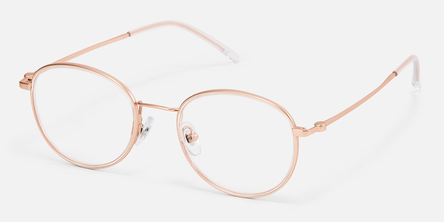 Harlow - Oval Gold Eyeglasses | Vooglam Front View