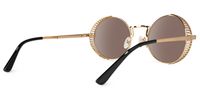 Rojas - Vintage-inspired Gold Round Sunglasses | Vooglam Side View