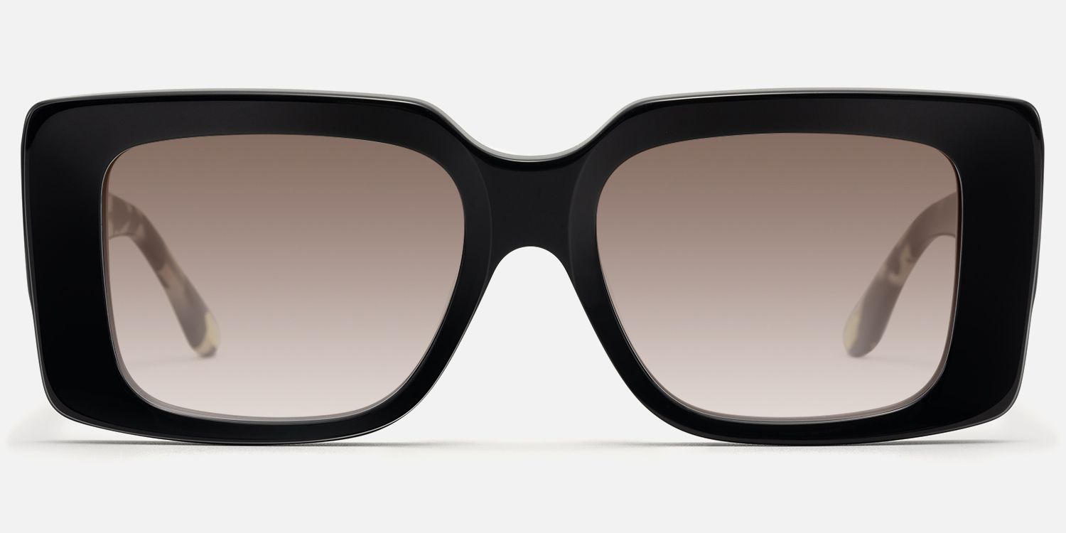 Kente - Rectangle Black Sunglasses | Vooglam Angle View