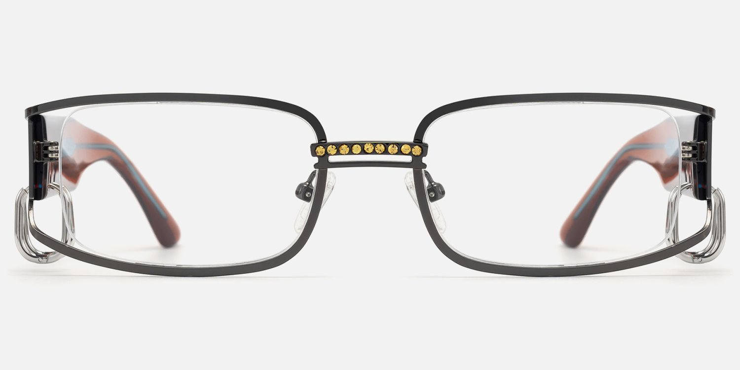 Riff - Rectangle Grey Eyeglasses | Vooglam Angle View