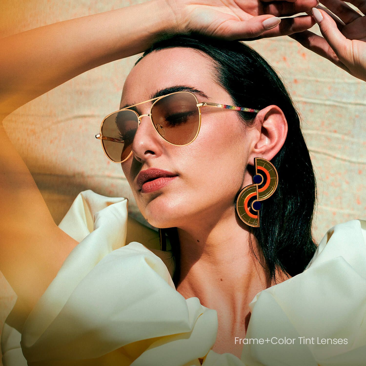 Joni - Aviator Gold Eyeglasses | Vooglam On Model