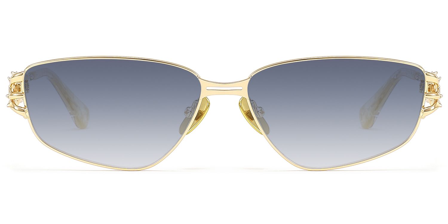 Frame Size of Spine - Gold Metal Sunglasses with Thorn | Vooglam