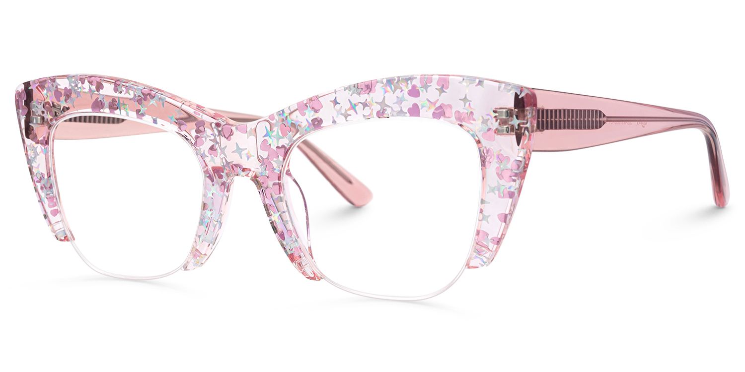 Algernon - Cat Eye Pink Eyeglasses | Vooglam Front View