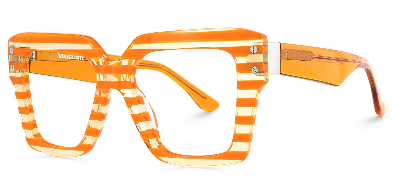 Azania - Square Orange Eyeglasses by Vooglam - Front View