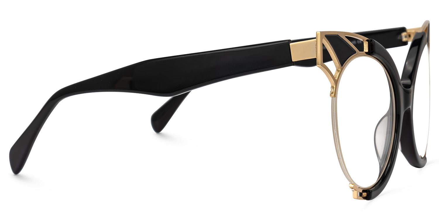 Erika - Round Black Eyeglasses | Vooglam 4