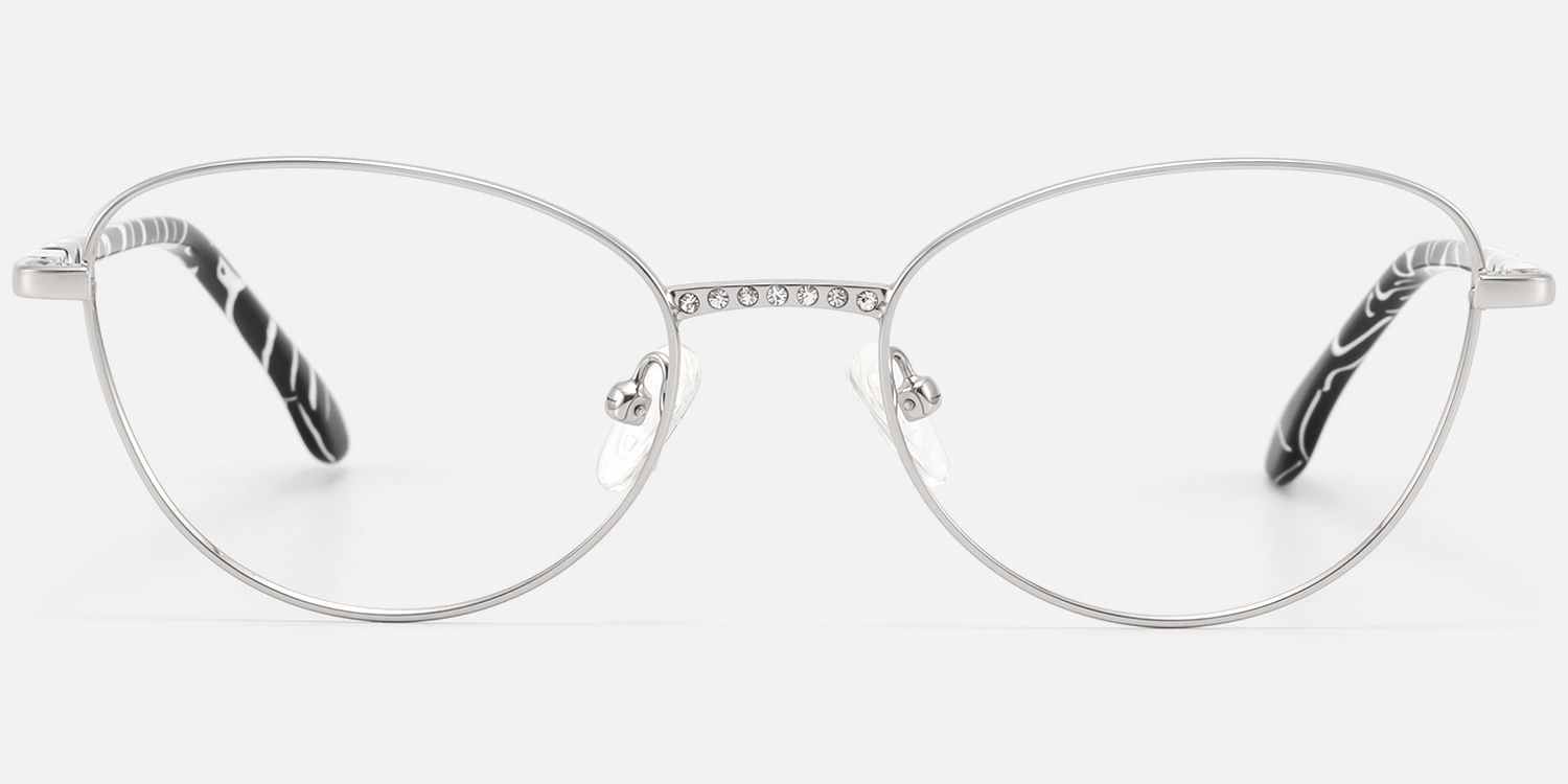 Starlette - Cat Eye Silver Eyeglasses | Vooglam Angle View
