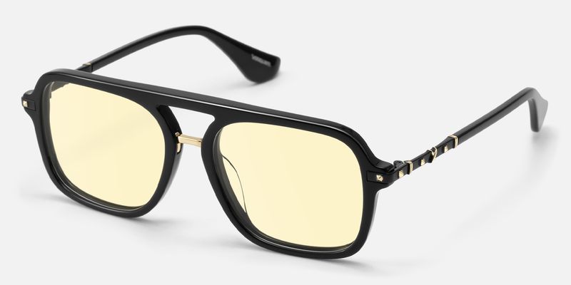 Marfa - Black Acetate Yellow Sunglasses | Vooglam