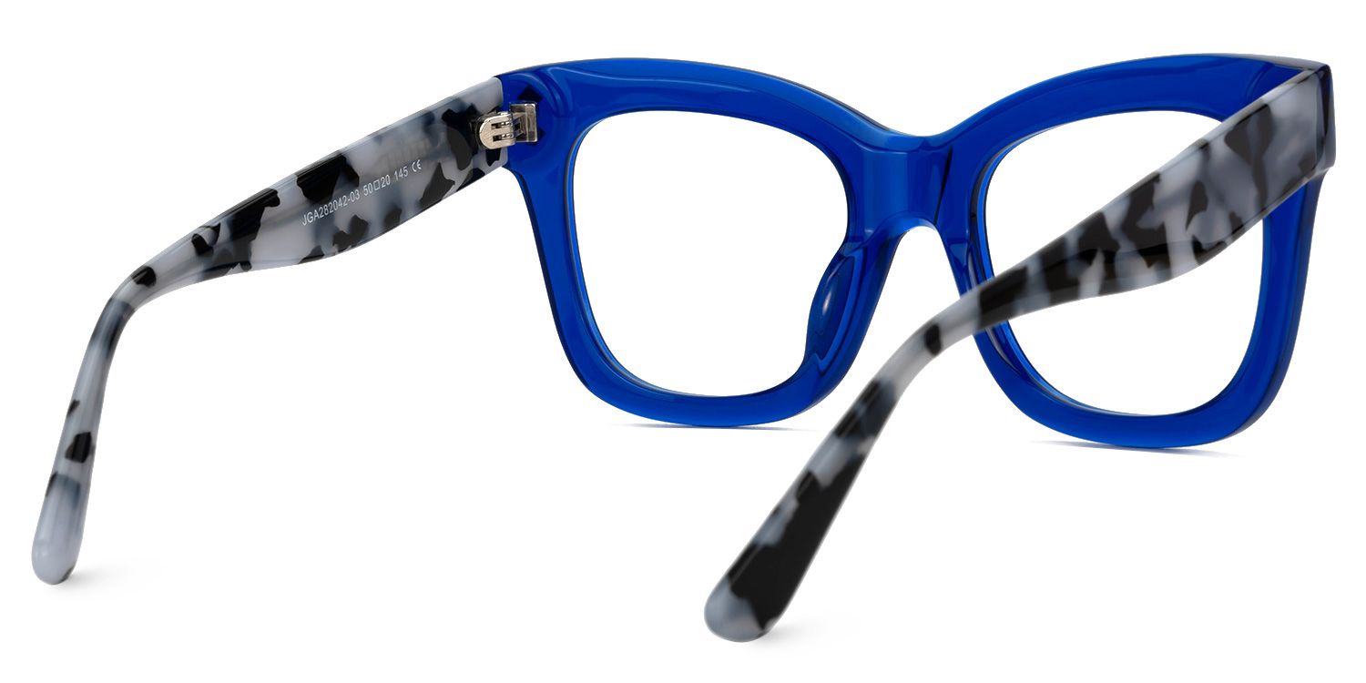 Faustyna - Square Blue Eyeglasses | Vooglam Side View