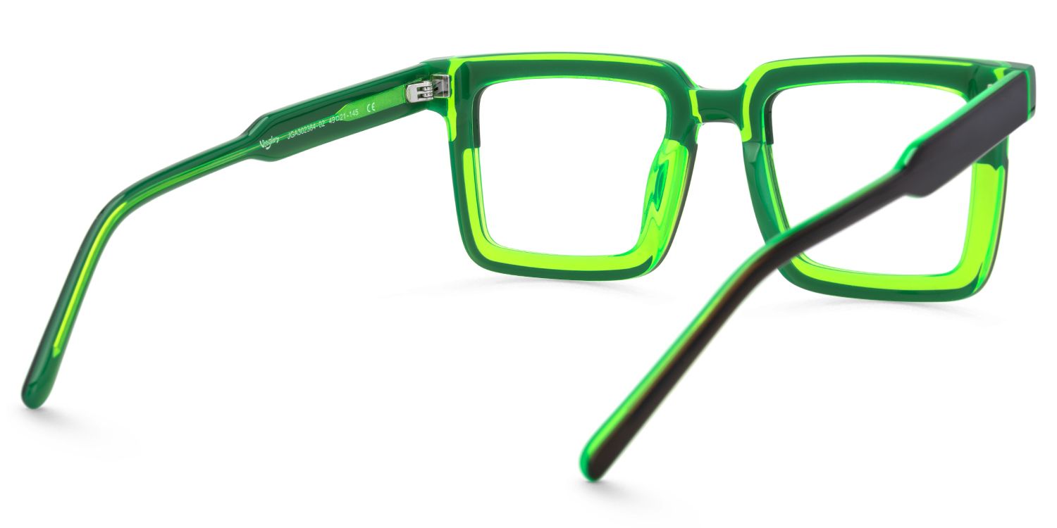 Ofira - Rectangle Green/Black Eyeglasses | Vooglam Side View