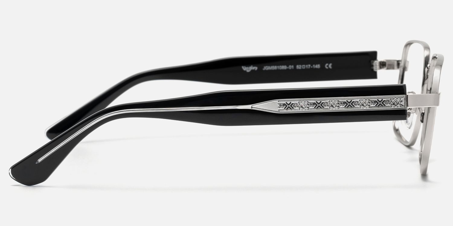 Ubuntu - Rectangle Silver Eyeglasses | Vooglam Side View