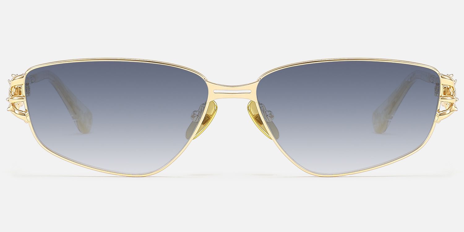 Spine - Gold Metal Sunglasses with Thorn | Vooglam Angle View