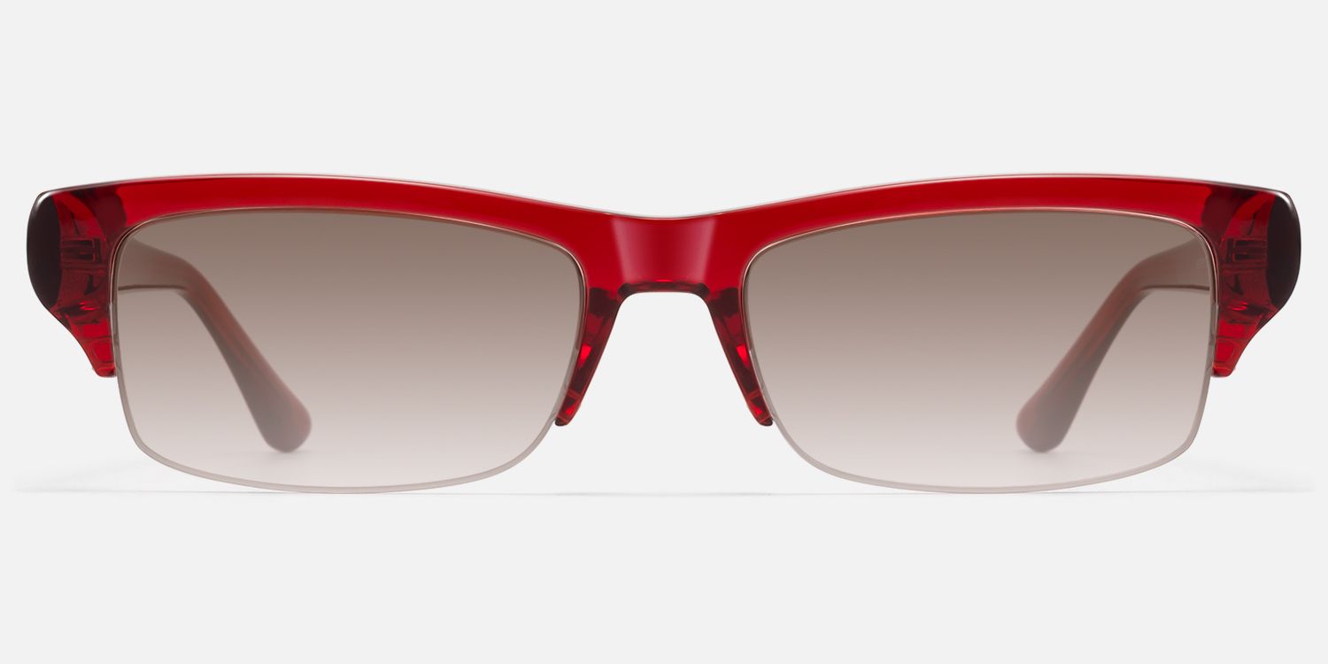 Kairo - Red Acetate Semi Rimless Sunglasses | Vooglam Angle View